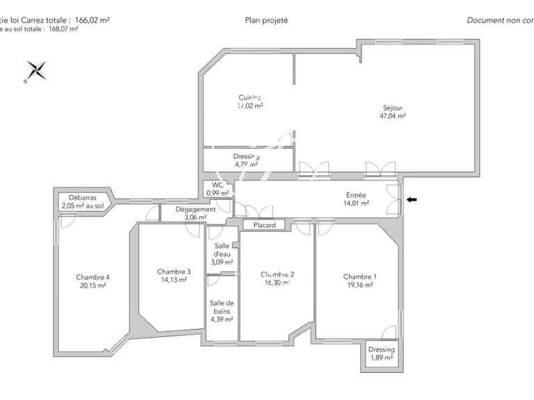 Appartement Paris 17e - 4 chambres - 168m²