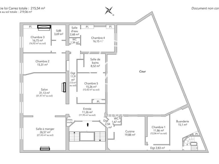 Appartement Paris 17e - 5 chambres - 215m²