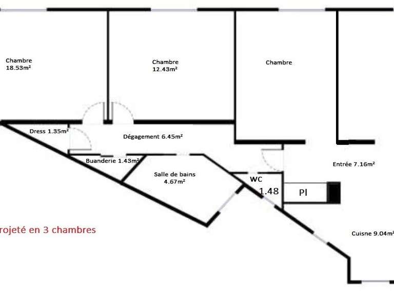Appartement Paris 17e - 2 chambres - 95m²