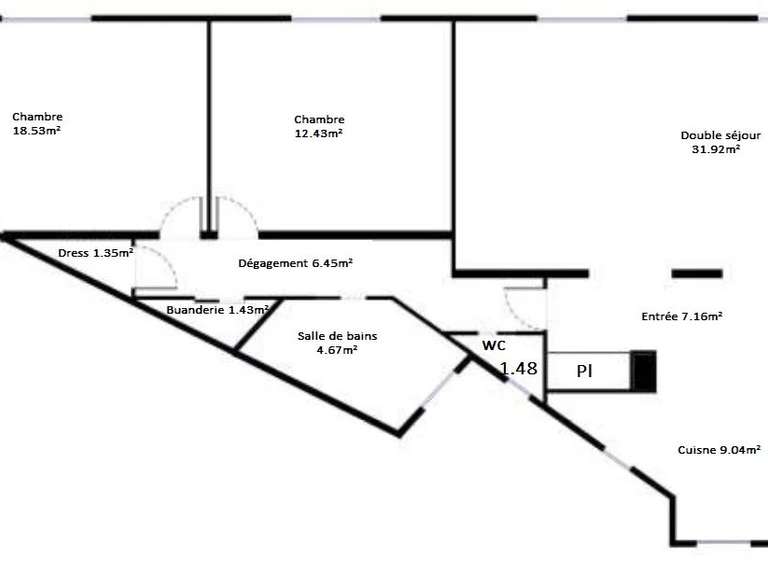 Appartement Paris 17e - 2 chambres - 95m²