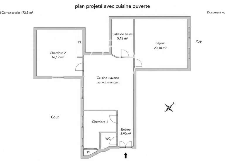 Appartement Paris 17e - 2 chambres - 73m²