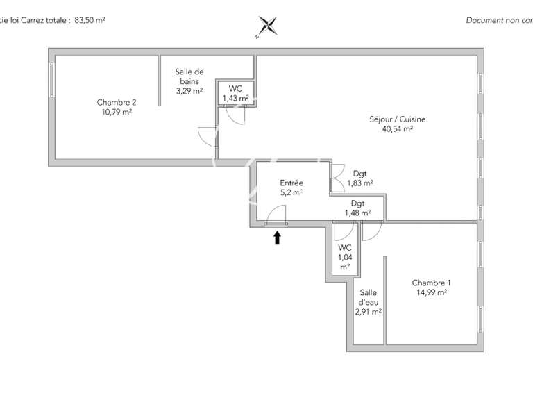 Appartement Paris 17e - 2 chambres - 83m²