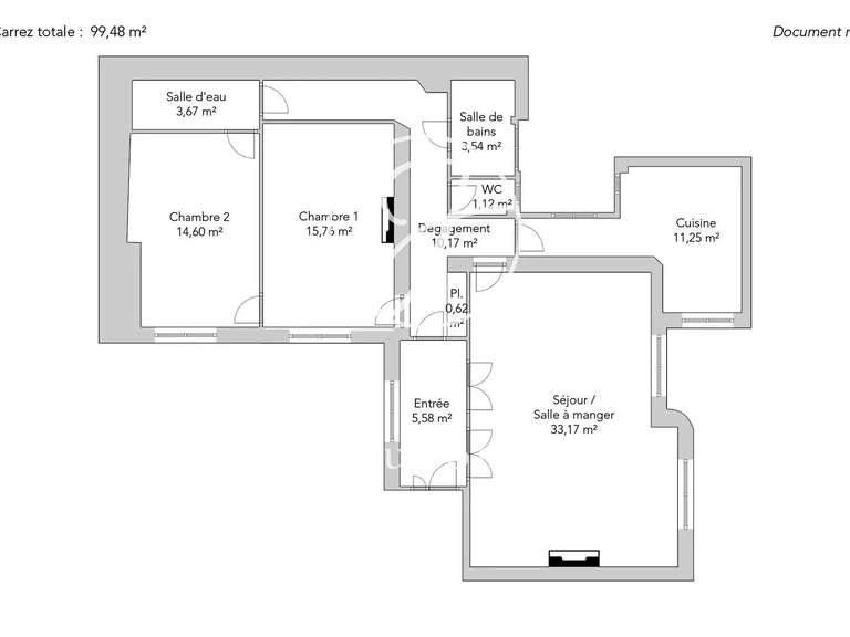 Appartement Paris 17e - 2 chambres - 99m²