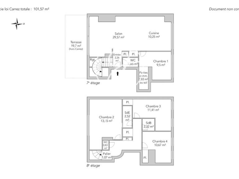 Appartement Paris 17e - 4 chambres - 101m²