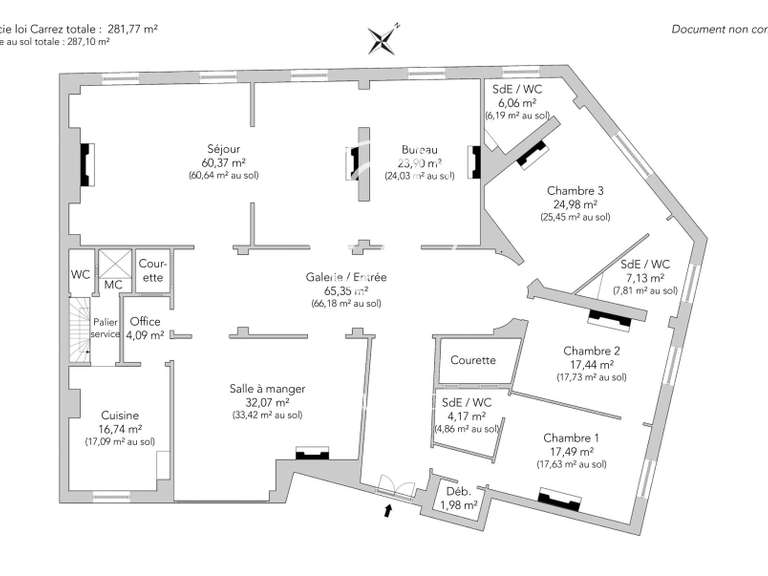 Appartement Paris 17e - 3 chambres - 287m²