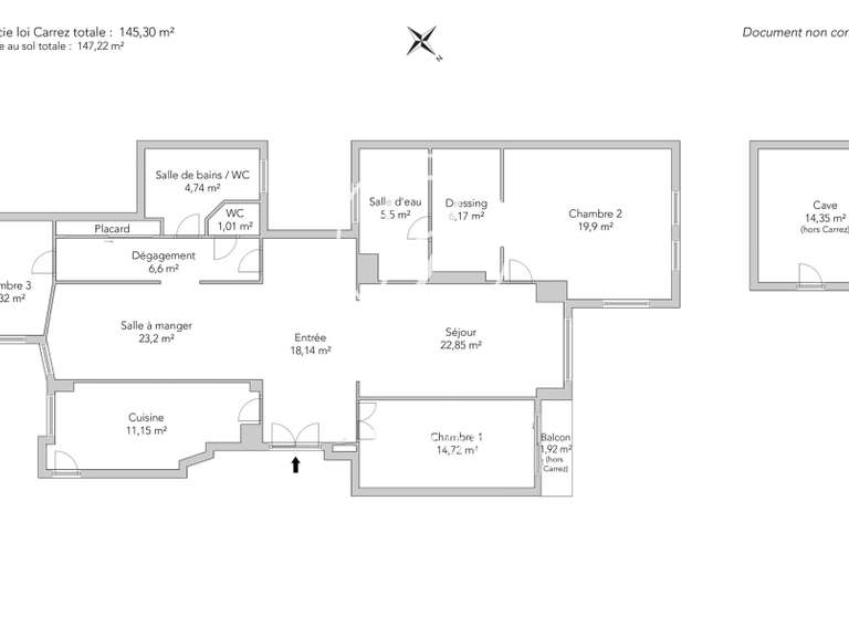 Appartement Paris 17e - 3 chambres - 147m²