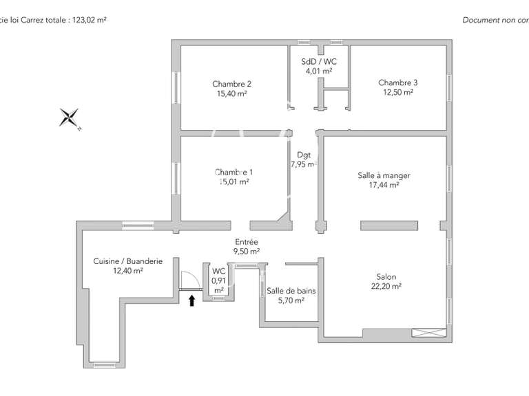 Appartement Paris 17e - 3 chambres - 123m²