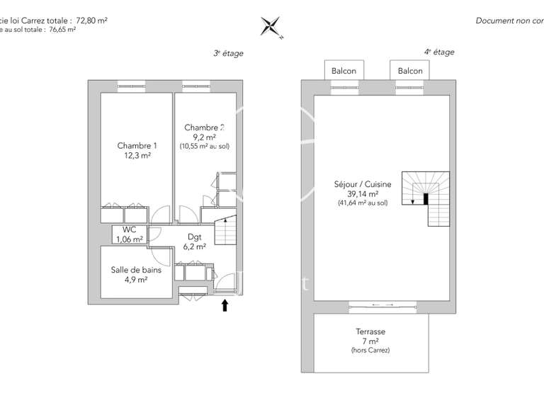 Appartement Paris 17e - 2 chambres - 76m²