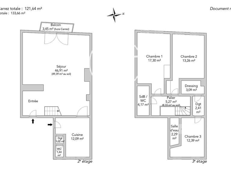 Appartement Paris 17e - 3 chambres - 121m²