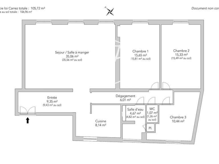 Appartement Paris 17e - 3 chambres - 106m²