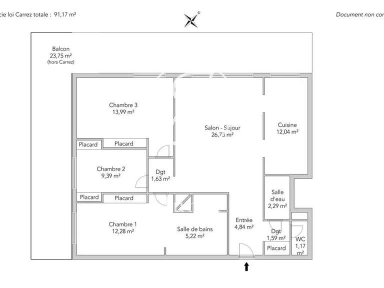 Appartement Paris 17e - 3 chambres - 114m²