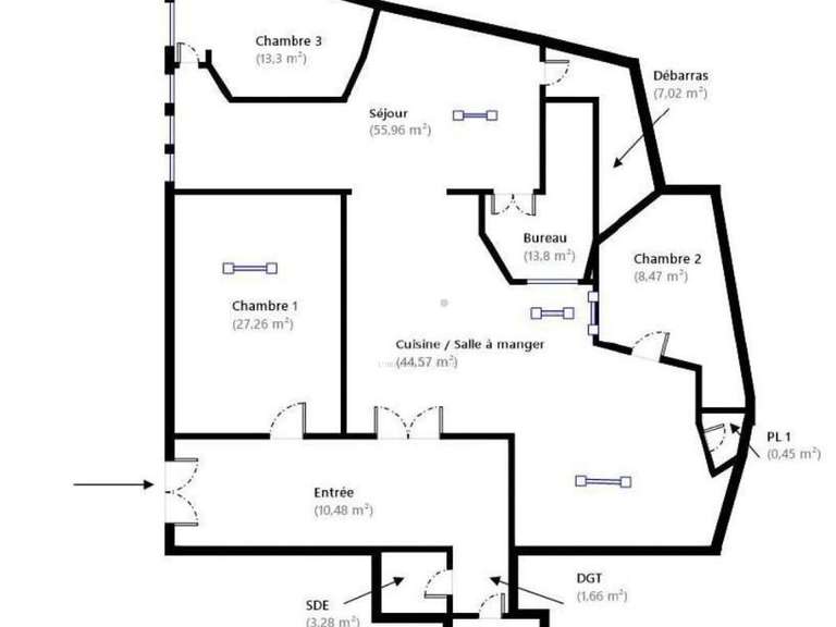 Appartement Paris 18e - 3 chambres