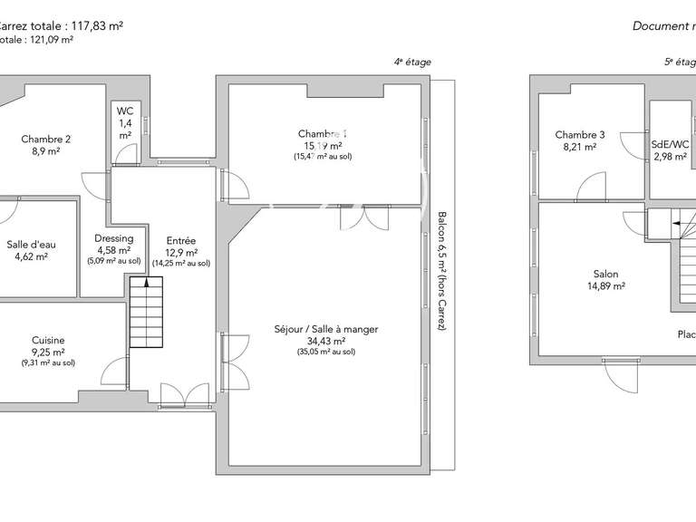 Appartement Paris 18e - 3 chambres - 121m²