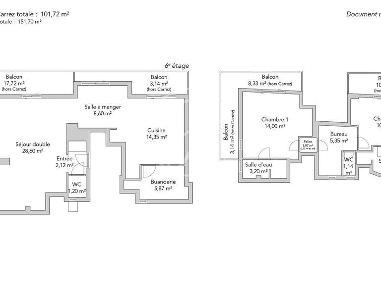 Appartement Paris 18e - 2 chambres - 147m²