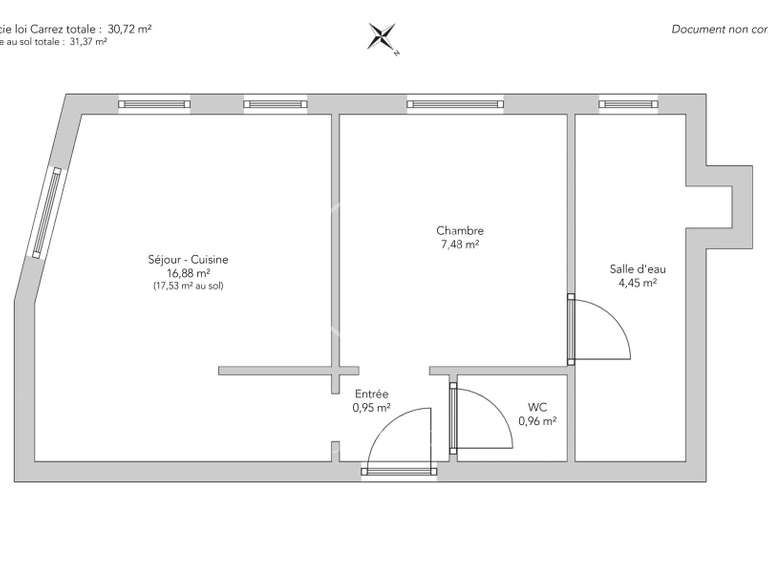 Appartement Paris 18e - 1 chambre - 31m²