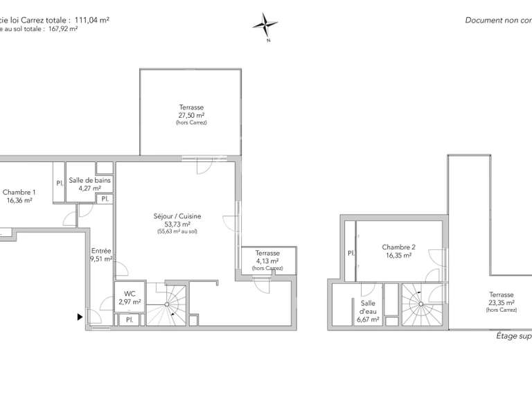 Appartement Paris 18e - 2 chambres - 167m²