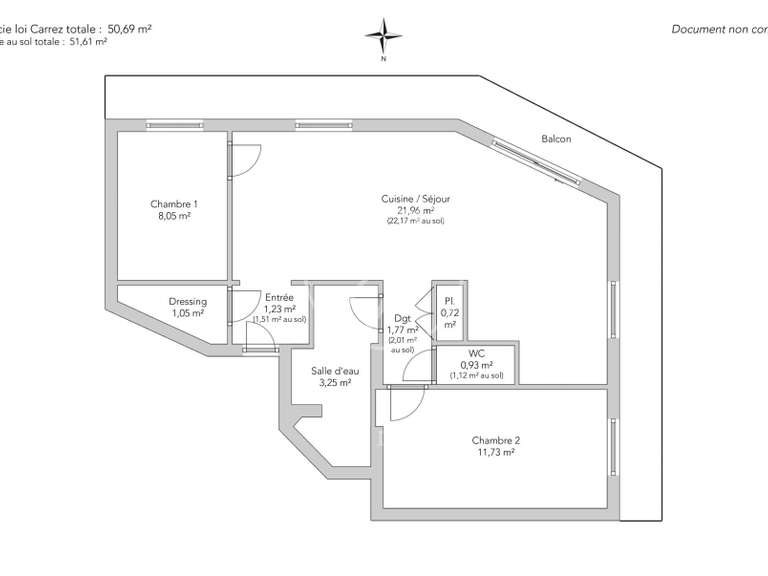 Appartement Paris 18e - 2 chambres - 51m²