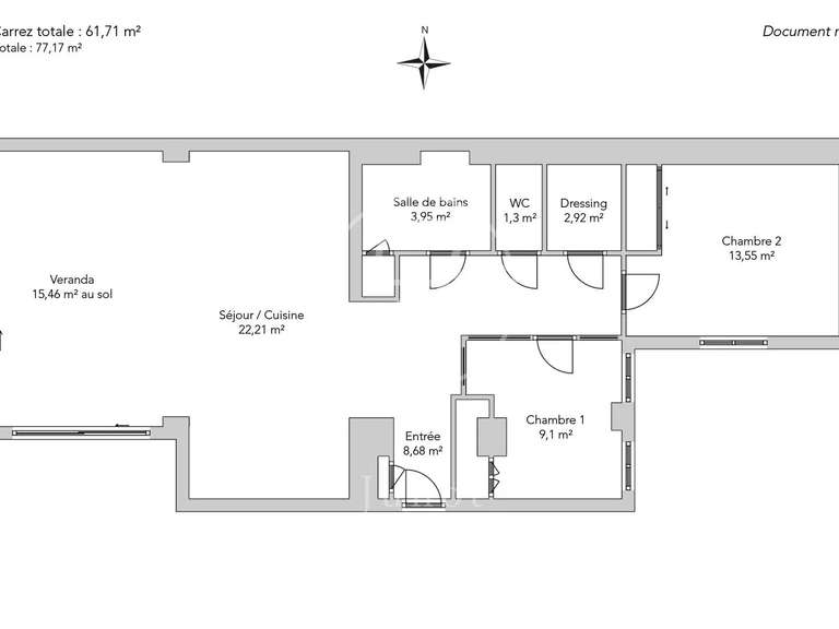 Appartement Paris 18e - 2 chambres - 77m²