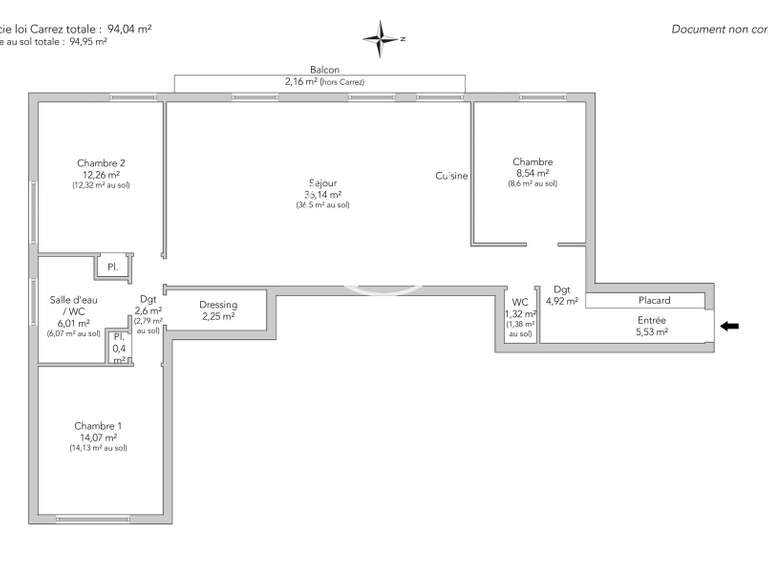 Appartement Paris 18e - 3 chambres - 94m²