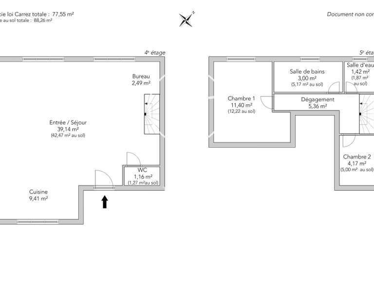 Appartement Paris 18e - 2 chambres - 88m²