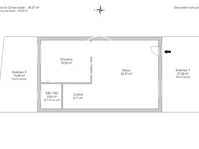 Appartement Paris 18e - 1 chambre - 39m²