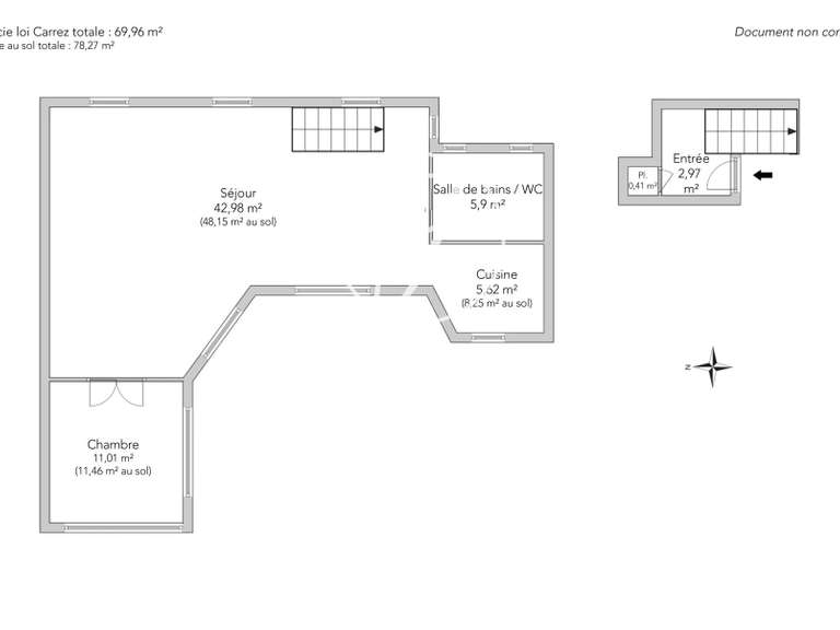 Appartement Paris 18e - 1 chambre - 78m²