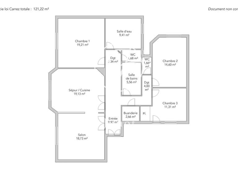 Appartement Paris 18e - 3 chambres - 121m²