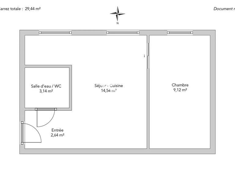 Appartement Paris 18e - 1 chambre - 29m²