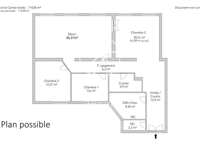 Appartement Paris 18e - 4 chambres - 114m²