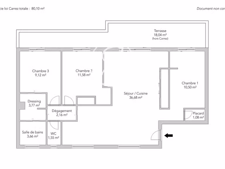 Appartement Paris 18e - 3 chambres - 80m²