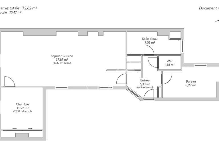 Appartement Paris 1er - 2 chambres - 73m²