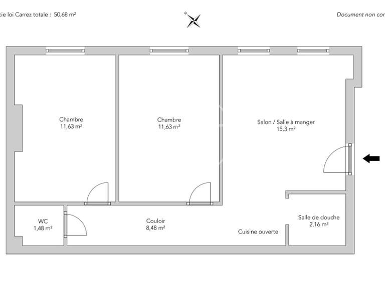 Appartement Paris 1er - 2 chambres - 50m²