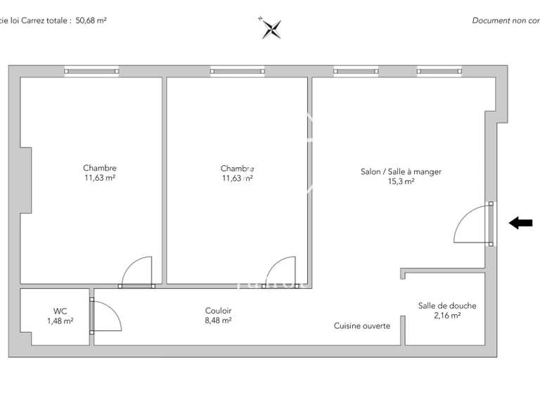 Appartement Paris 1er - 2 chambres - 50m²