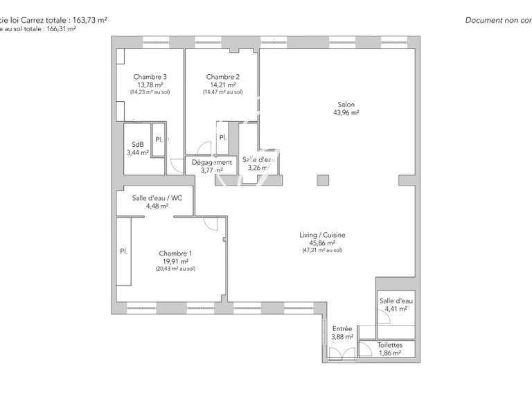 Appartement Paris 1er - 3 chambres - 166m²