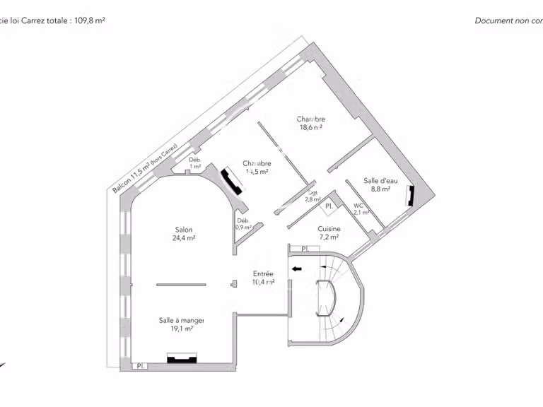 Appartement Paris 1er - 2 chambres - 109m²