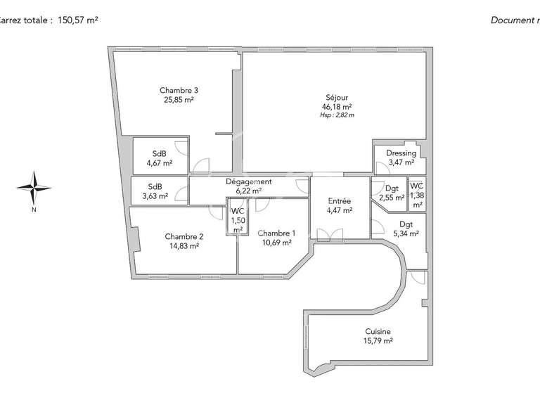 Appartement Paris 2e - 4 chambres - 150m²