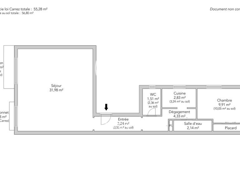 Appartement Paris 2e - 1 chambre - 56m²