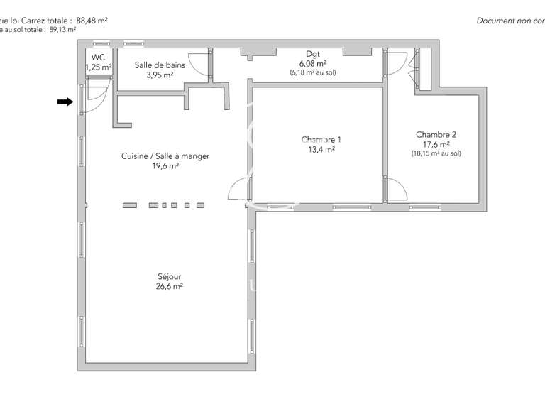 Appartement Paris 2e - 2 chambres - 89m²