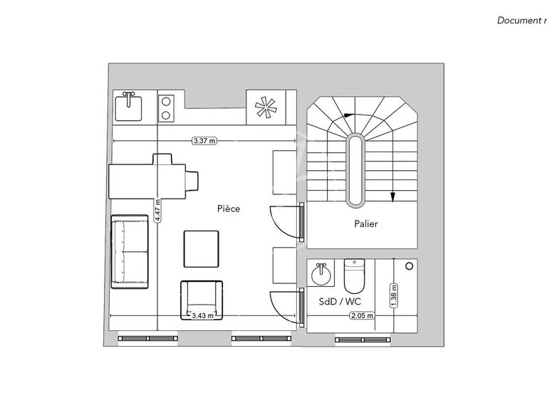 Appartement Paris 3e - 17m²