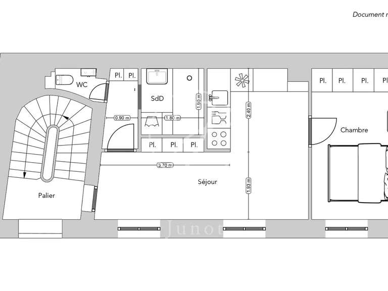 Appartement Paris 3e - 1 chambre - 35m²