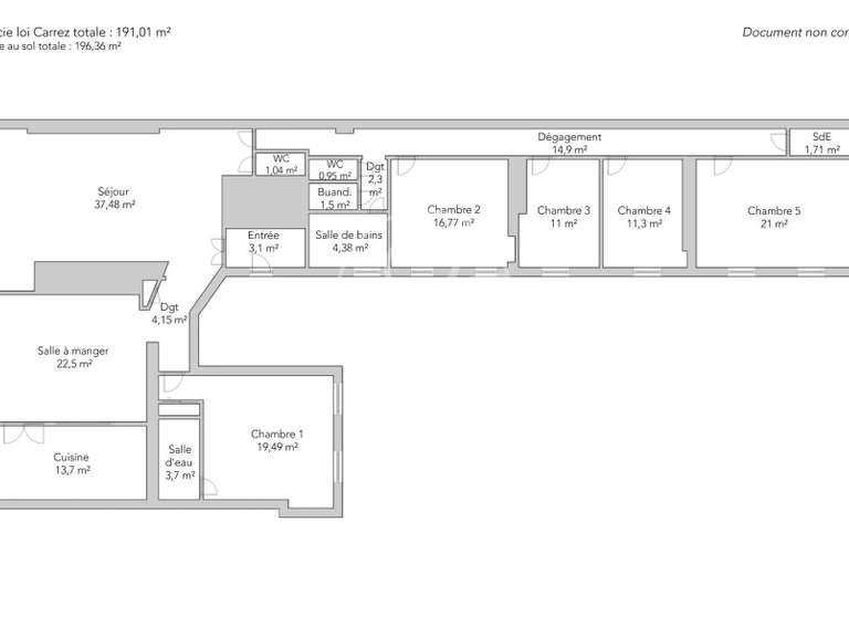 Appartement Paris 3e - 5 chambres - 196m²