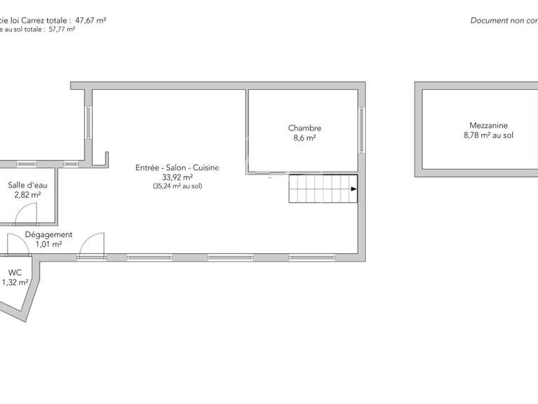 Appartement Paris 3e - 1 chambre - 57m²