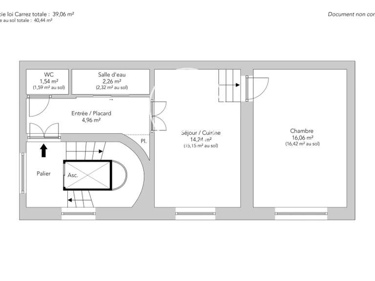 Appartement Paris 3e - 1 chambre - 40m²