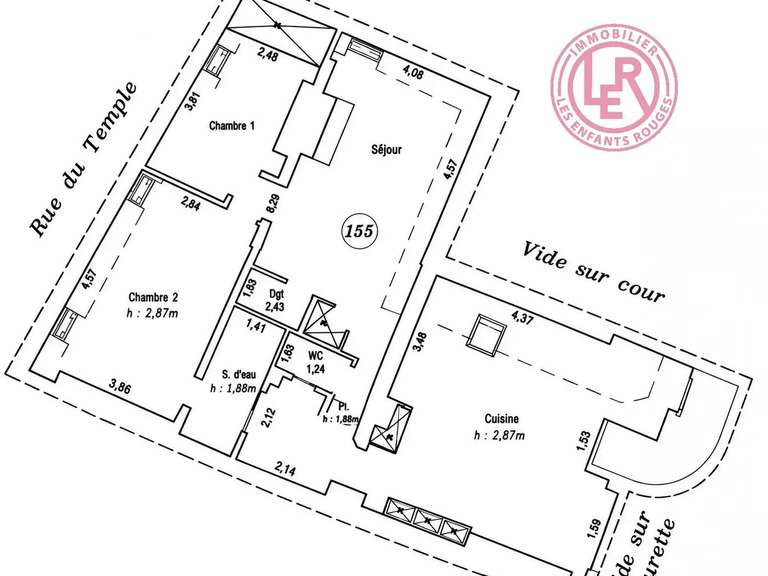 Appartement Paris 3e - 2 chambres - 90m²