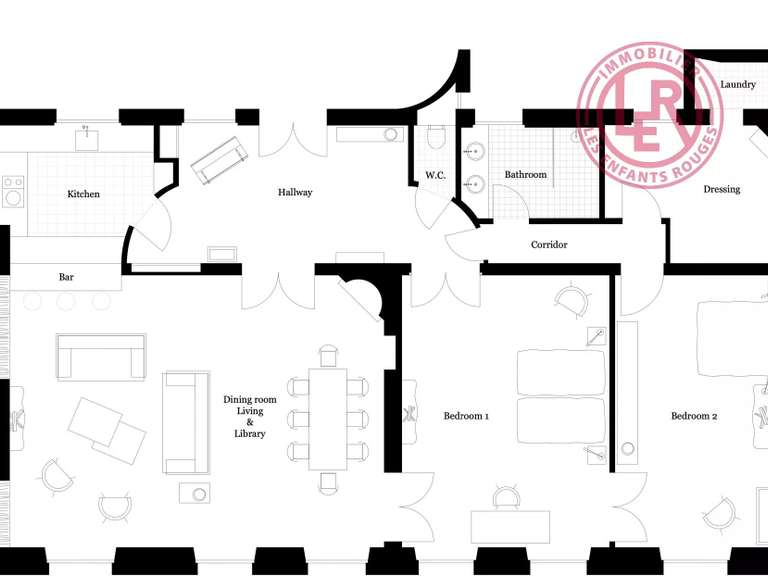 Appartement Paris 4e - 2 chambres - 112m²