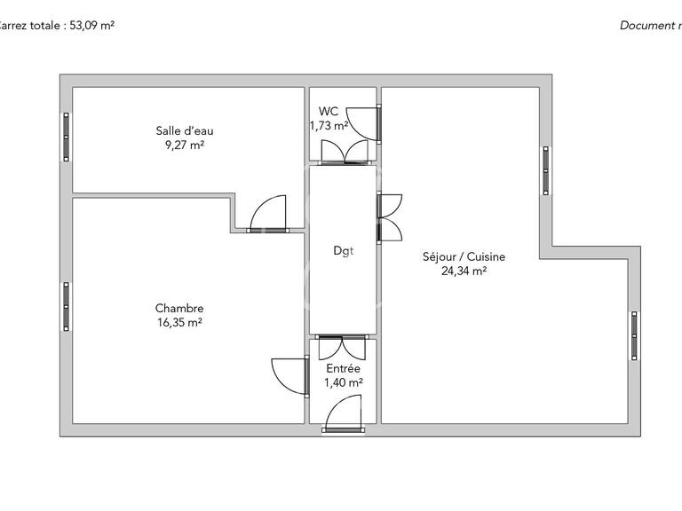 Appartement Paris 6e - 1 chambre - 53m²