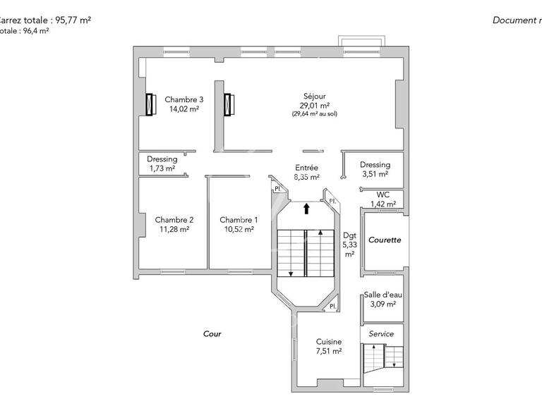 Appartement Paris 6e - 3 chambres - 96m²