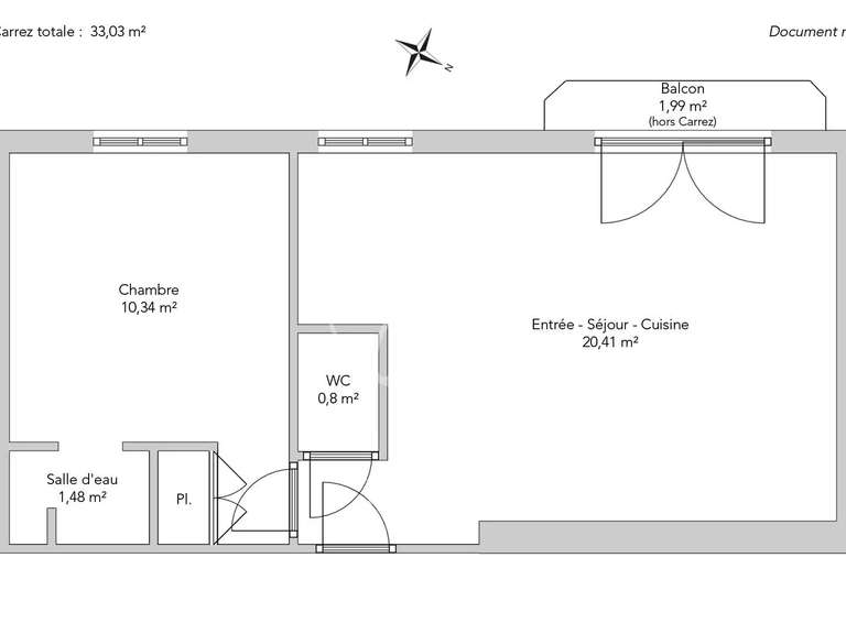 Appartement Paris 6e - 1 chambre - 33m²