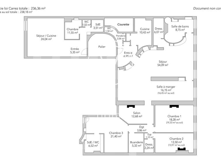 Appartement Paris 6e - 3 chambres - 236m²