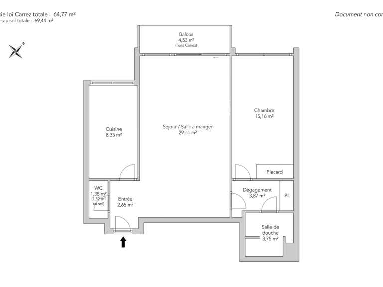 Appartement Paris 6e - 1 chambre - 64m²